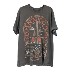 Johnny Cash Sunday Morning Graphic Shirt Raw Hem Grey Size M/L Unisex RARE